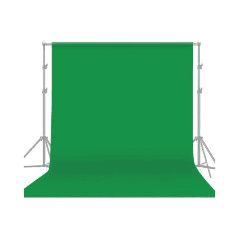 Fotografické plátno + konstrukce se stativy, zelené klíčovací pozadí